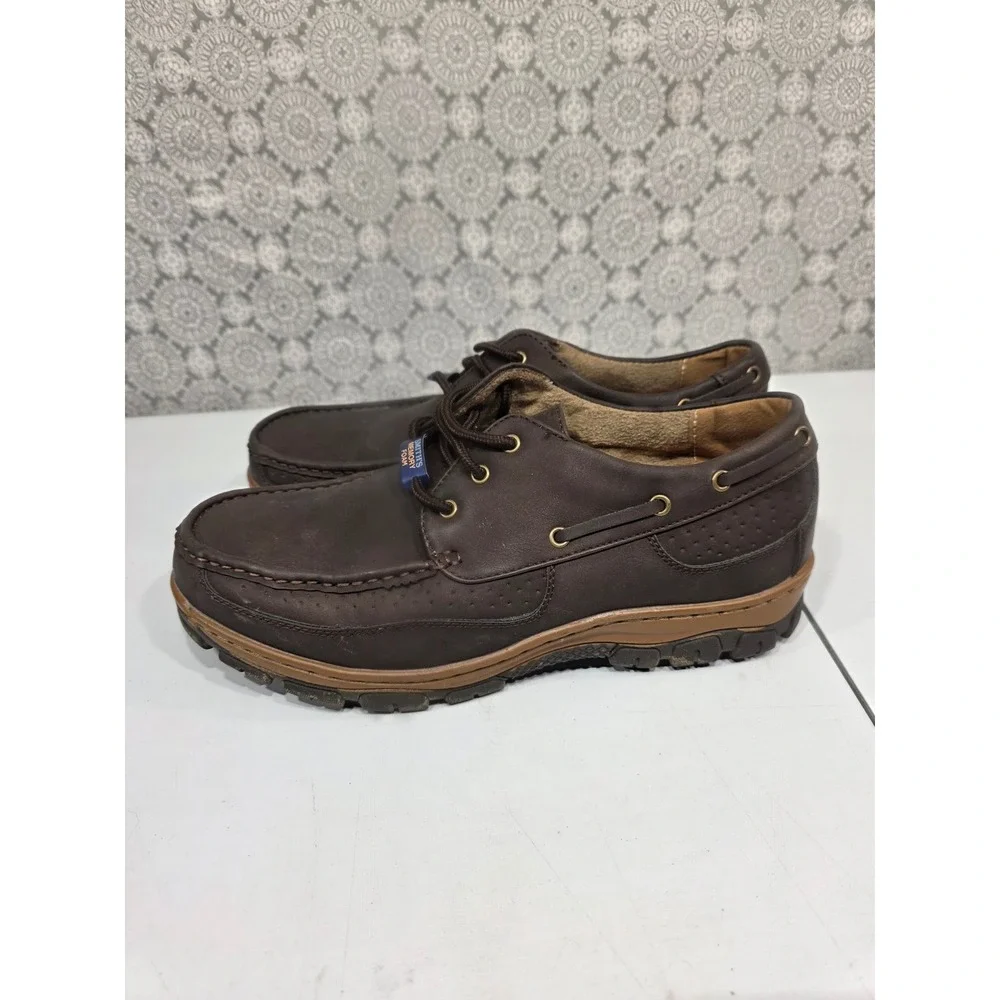 Smiths Workwear Mens Georgia Style Brown Leather Lace Up‎ Boat Shoes Size 11